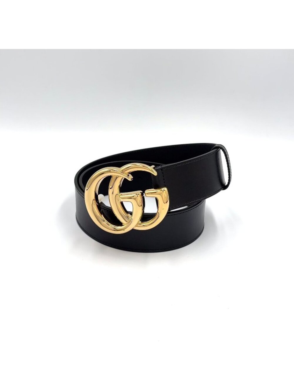 Gucci GG Marmont Leather Black Belt Gold